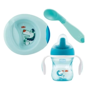 CHICCO Pribor set za hranjenje beba (6m+) plavi