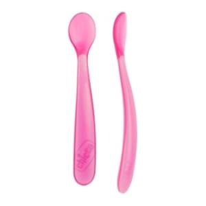CHICCO silikonska kašika (6m+) roze 2kom