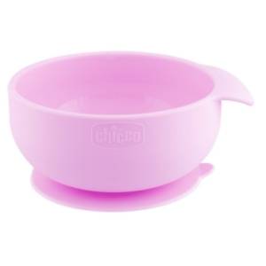 CHICCO Vakumski silikonski tanjir (6m+) roze
