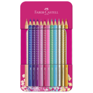 Drvene boje FABER CASTELL sparkle metalna kutija 12kom