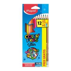 Drvene bojice MAPED color peps 12kom + olovka i zarezač gratis
