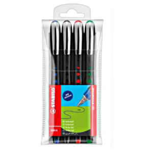 Gel olovka STABILO roler black 4kom