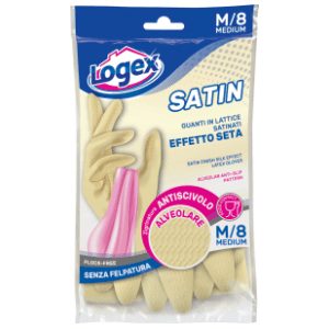 LOGEX satin gumene rukavice sa pamučnom postavom M 1kom