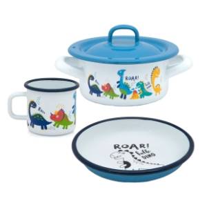 METALAC Dečiji set 3u1 Dinosaurus (plitka šerpa, tanjir, lonče)