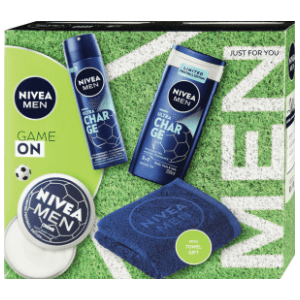 NIVEA game on poklon set (gel za tuširanje, dezodorans, krema i peškir) 
