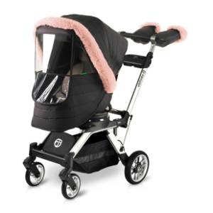 ORBIT BABY Zimski set za kolica crni sa roze krznom