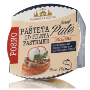 Pašteta od dimljenog fileta pastrmke PLANINSKA KOLIBA 75g