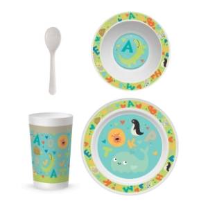 S-COOL Baby set za jelo Letters SC1599 tirkizni