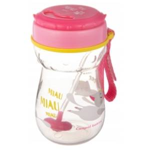 CANPOL BABIES šolja sa slamčicom Cat 350ml roze