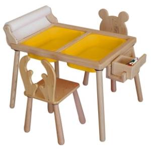 HANAH HOME dečiji sto sa dve stolice Roll yellow