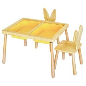 HANAH HOME dečiji sto sa dve stolice yellow