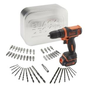 Black & Decker BDCDD12A80T aku bušilica + set pribora+ limena kutija