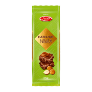 Mlečna čokolada PIONIR hazelnut cocoa & crunchy 100g