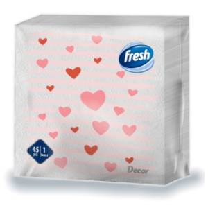 Salvete FRESH Decor srca 1sloj 45kom