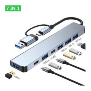 E-GREEN USB Hub 7-in-1 5-port USB 3.0 + 2x USB-C
