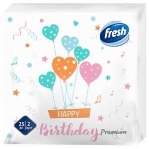 Salvete FRESH Happy birthday 2sloja 25kom