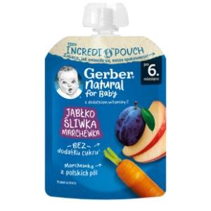 GERBER voćni pire jabuka, šljiva i šargarepa 80g
