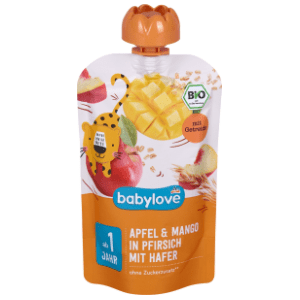BABYLOVE jabuka mango u breskvi sa ovsenim pahuljicama 100g