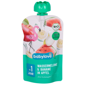 BABYLOVE voćni pire lubenica banana u jabuci 100g