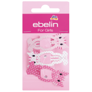 Dečije šnalice za kosu EBELIN maca roze 3kom