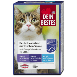 DEIN BESTES hrana za mačke losos, list i bakalar u sosu 1,2kg