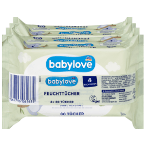 Vlažne maramice BABYLOVE aloe vera i kamilica 4x80kom