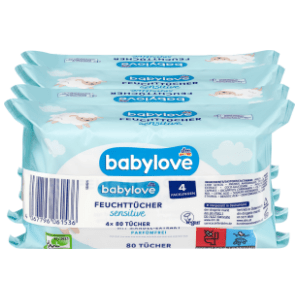 Vlažne maramice BABYLOVE sensitive 4x80kom