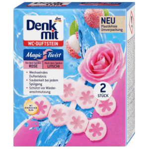 WC kamen DENKMIT magic twist ruža i liči 2x48g