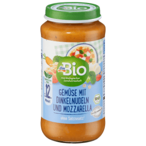 DM BIO kašica povrće testenina od spelte i mocarela 250g