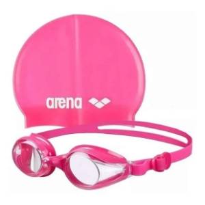 ARENA set za plivanje naočare + kapa roze