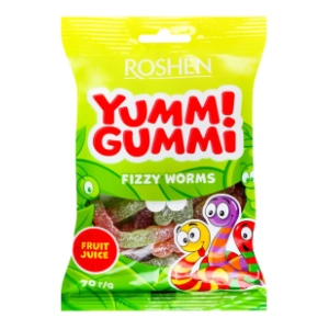 Gumene bombone ROSHEN yummi gummi fizzy worms 70g