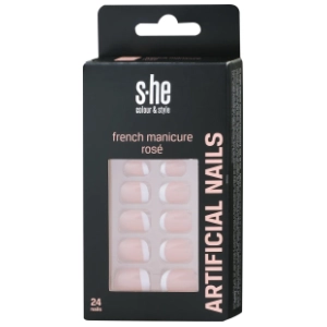 S-HE COLOUR&STYLE veštački nokti french manicure rose 24kom