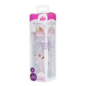 NIP Family Girl flašica 250ml roze i kaučuk cucla (6m+)