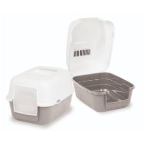 PETMAX Pratic toalet za mačke 32x48x38cm sivi