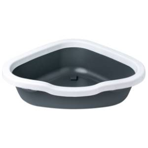 PETMAX ugaoni toalet za mačke otvoreni 55x42,5x14cm sivi