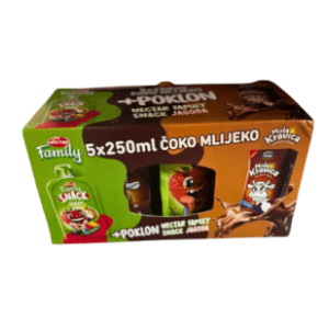 Čokoladno mleko MOJA KRAVICA 1%mm 5x250ml + Nectar snack jagoda