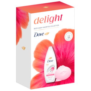 DOVE set Delight petal soft (gel za tuširanje, sapun i pufna)