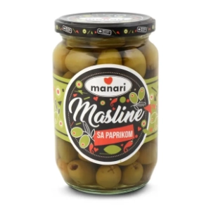 MANARI zelene masline sa paprikom 680g
