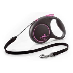 FLEXI Black design cord povodac za pse M 5m roze