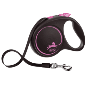 FLEXI Black design tape povodac za pse M 5m roze