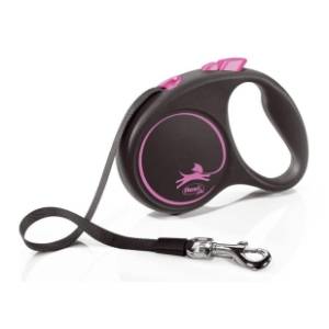 FLEXI Black design tape povodac za pse S 5m roze