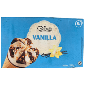 Sladoled GELATELLI vanila kornet 8x120ml