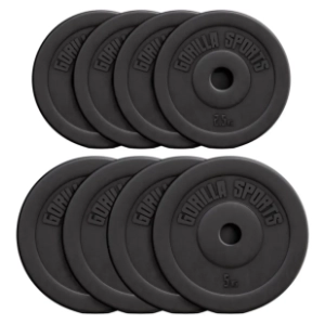 GORILLA SPORTS set tegova obloženih plastikom 30 kg (4x2,5 + 4x5 kg)