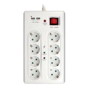 COMMEL produžni kabl 8 Na 1 + 2xUSB 3m H05VV-F 3x1/5
