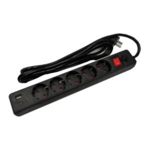 GEMBIRD produžni kabl 5 utičnica 3m USB-A+C SPG5-B-10(3G1.5)