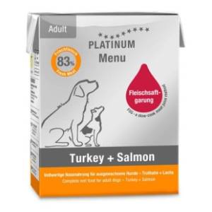 PLATINUM Dog menu hrana za pse ćuretina i losos 375g