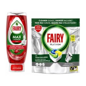 Tablete FAIRY Platinum 113kom + Max power deterdžent 545ml