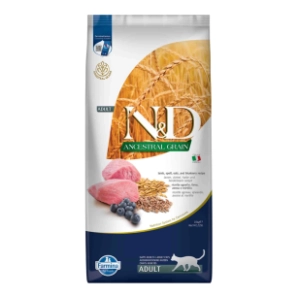 N&D Low grain hrana za odrasle mačke jagnejtina borovnica 10kg