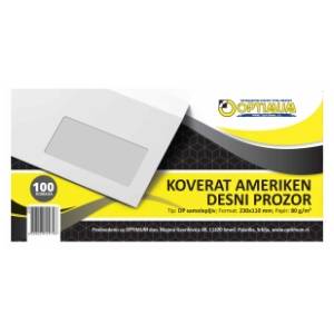 Koverta desni prozor 11x23cm Ameriken OPTIMUM 100kom