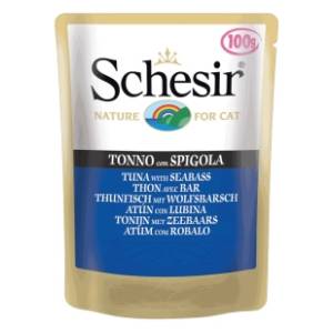 SCHESIR hrana za mačke tuna i brancin u želeu 85g